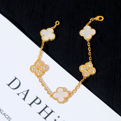 [Glitter Jewelry]CLOVER BRACELET 5 MOTIF WHITE MOP DIAMOND