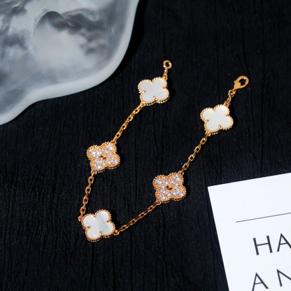 [Glitter Jewelry]CLOVER BRACELET 5 MOTIF WHITE MOP DIAMOND