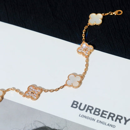 [Glitter Jewelry]CLOVER BRACELET 5 MOTIF WHITE MOP DIAMOND