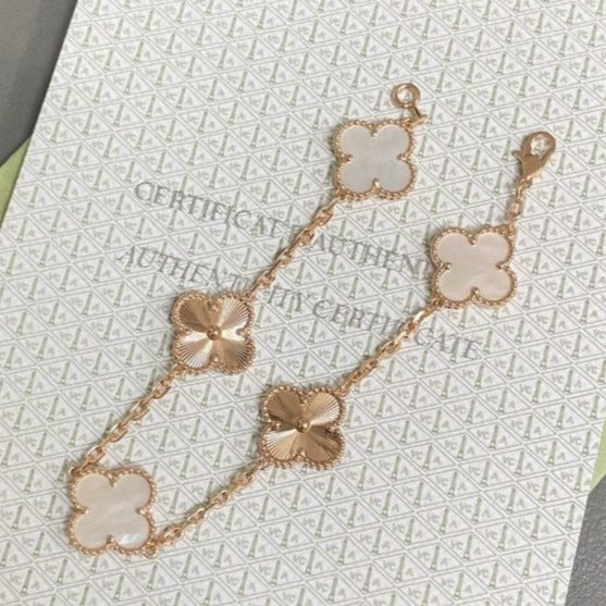 [Glitter Jewelry]CLOVER BRACELET 5 MOTIF WHITE MOP PINK GOLD