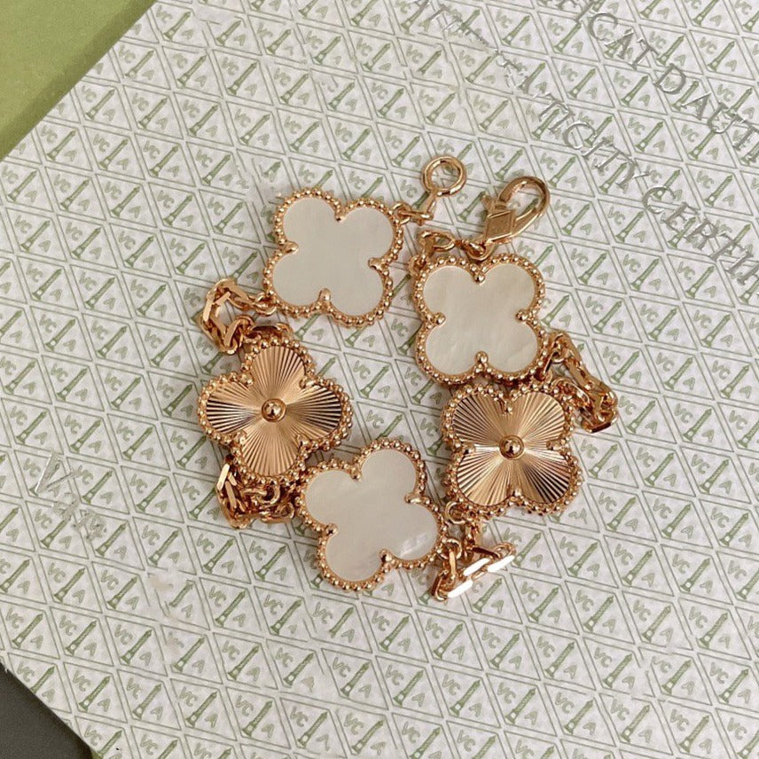 [Glitter Jewelry]CLOVER BRACELET 5 MOTIF WHITE MOP PINK GOLD