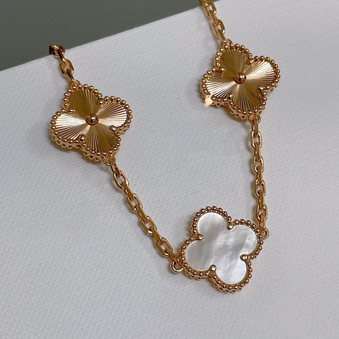 [Glitter Jewelry]CLOVER BRACELET 5 MOTIF WHITE MOP PINK GOLD