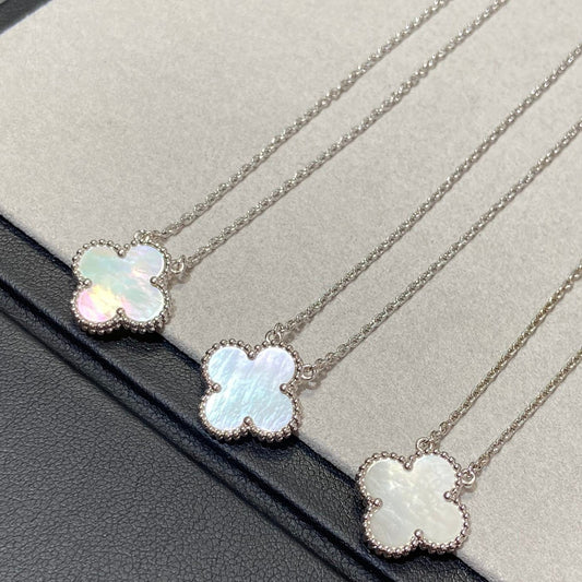 [Glitter Jewelry]CLOVER MEDIUM SILVER WHITE MOP NECKLACE
