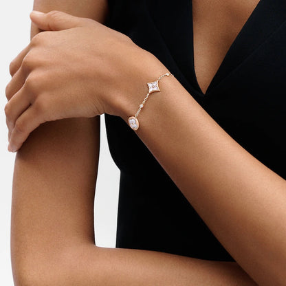 [Glitter Jewelry]STAR AND SUN 4 MOTIF WHITE MOP PINK GOLD BRACELET