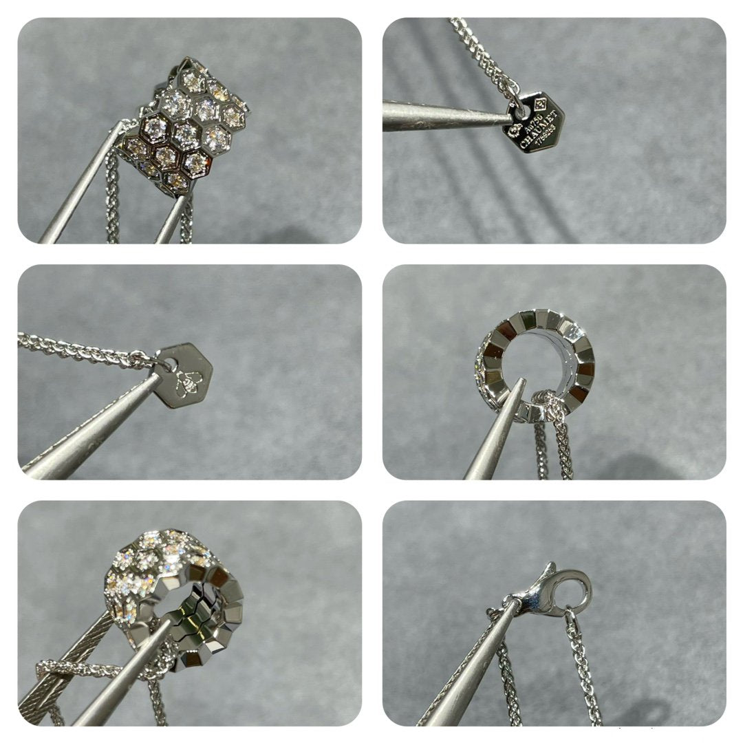 [Glitter Jewelry]BEE LOVE DIAMOND PAVED 3 ROW NECKLACE