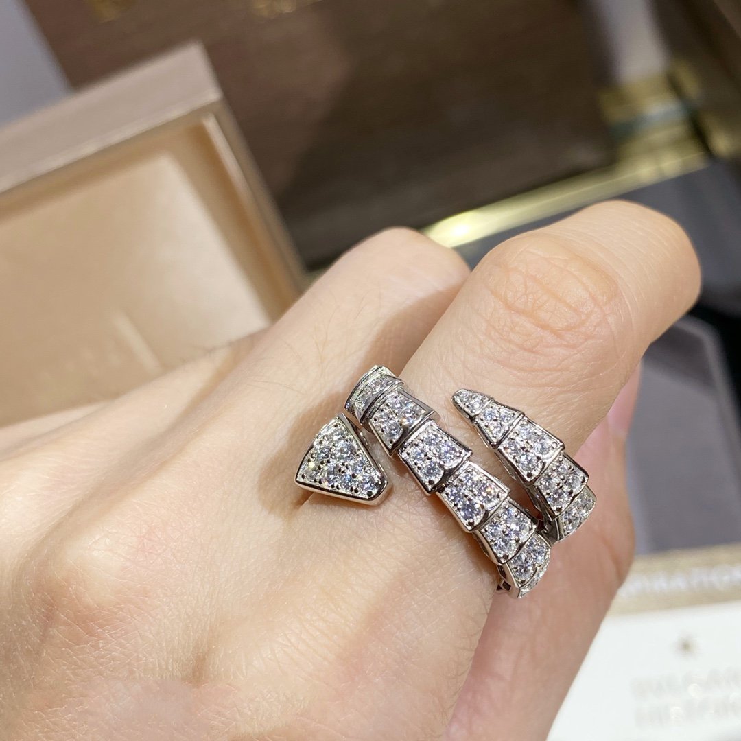 [Glitter Jewelry]SERPENTI DOUBLE RING SILVER DIAMOND PAVED