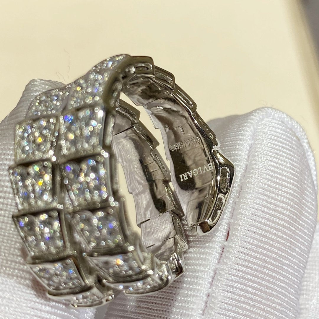 [Glitter Jewelry]SERPENTI DOUBLE RING SILVER DIAMOND PAVED