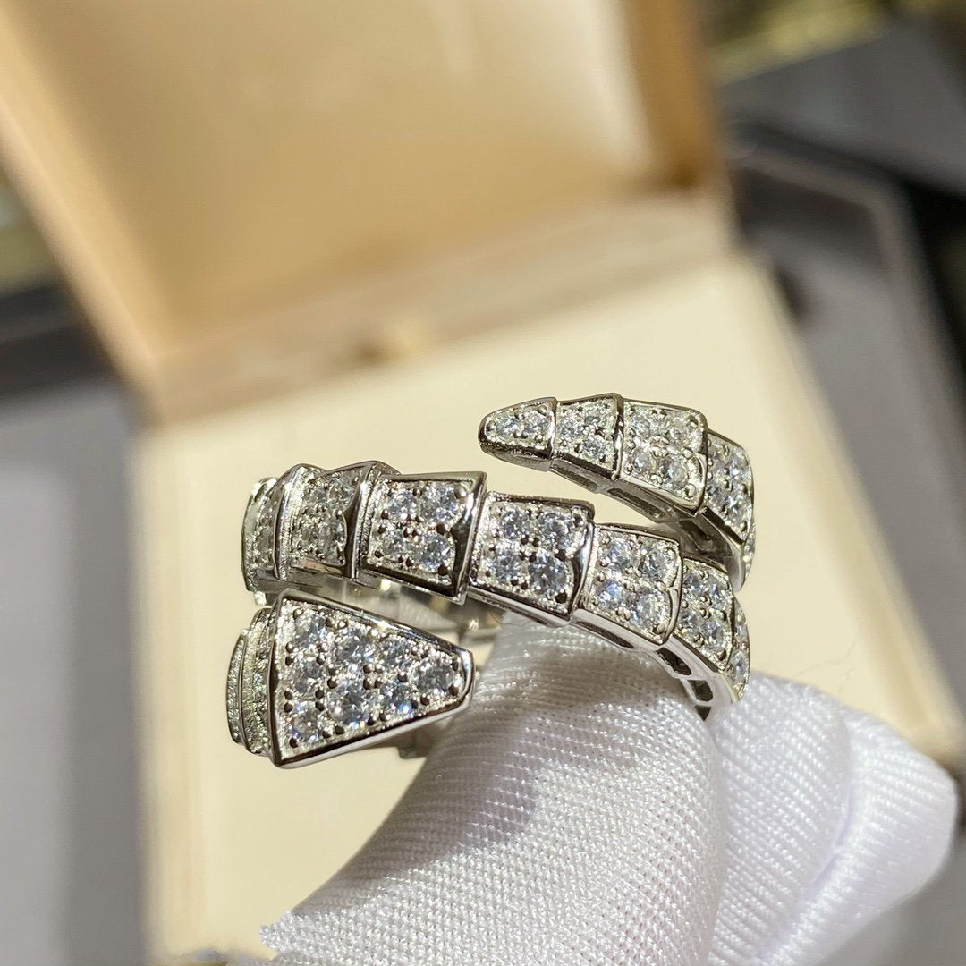 [Glitter Jewelry]SERPENTI DOUBLE RING SILVER DIAMOND PAVED