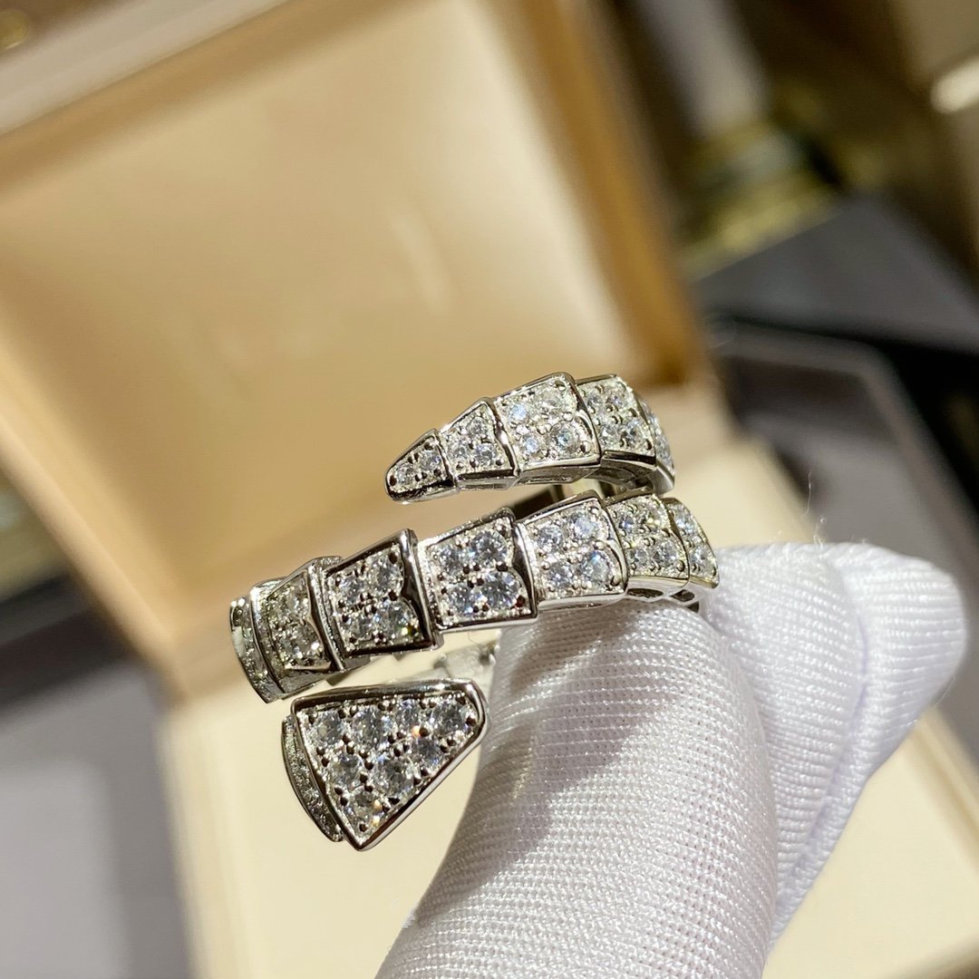 [Glitter Jewelry]SERPENTI DOUBLE RING SILVER DIAMOND PAVED