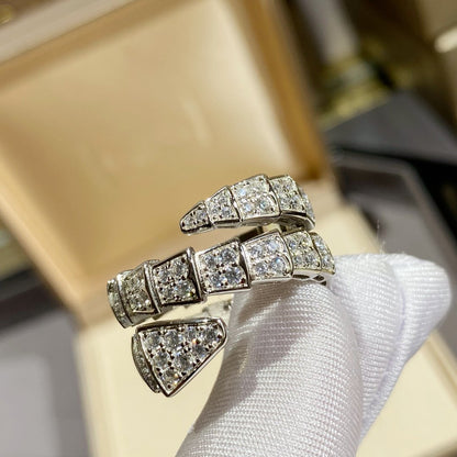 [Glitter Jewelry]SERPENTI DOUBLE RING SILVER DIAMOND PAVED