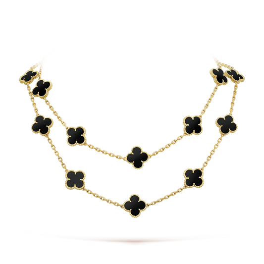 [Glitter Jewelry]CLOVER 20 MOTIFS ONYX NECKLACE