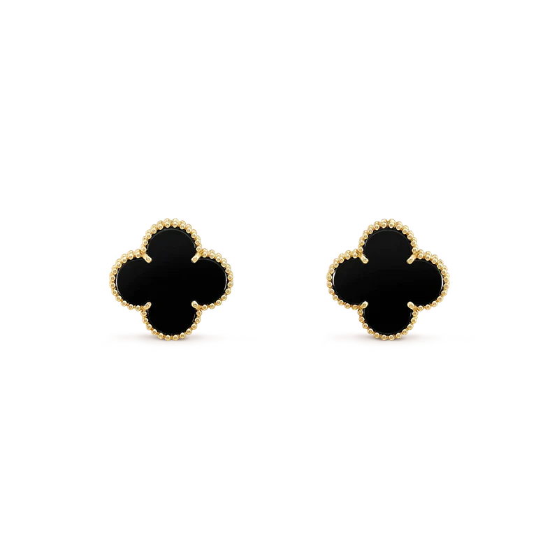 [Glitter Jewelry]CLOVER MEDIUM 1 MOTIFS  ONYX STUD EARRINGS