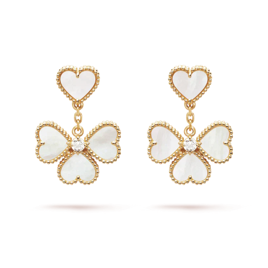 [Glitter Jewelry]CLOVER SWEET WHITE MOP EARRINGS