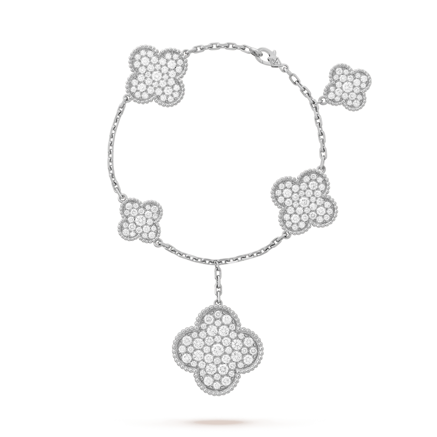 [Glitter Jewelry]CLOVER 6 MOTIFS SILVER DIAMOND BRACELET