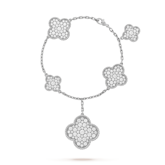 [Glitter Jewelry]CLOVER 6 MOTIFS SILVER DIAMOND BRACELET