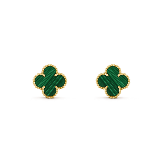 [Glitter Jewelry]CLOVER MEDIUM 1 MOTIFS MALACHITE  EARRINGS