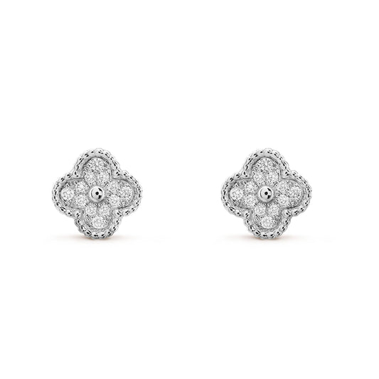 [Glitter Jewelry]CLOVER MINI DIAMOND STUD EARRINGS