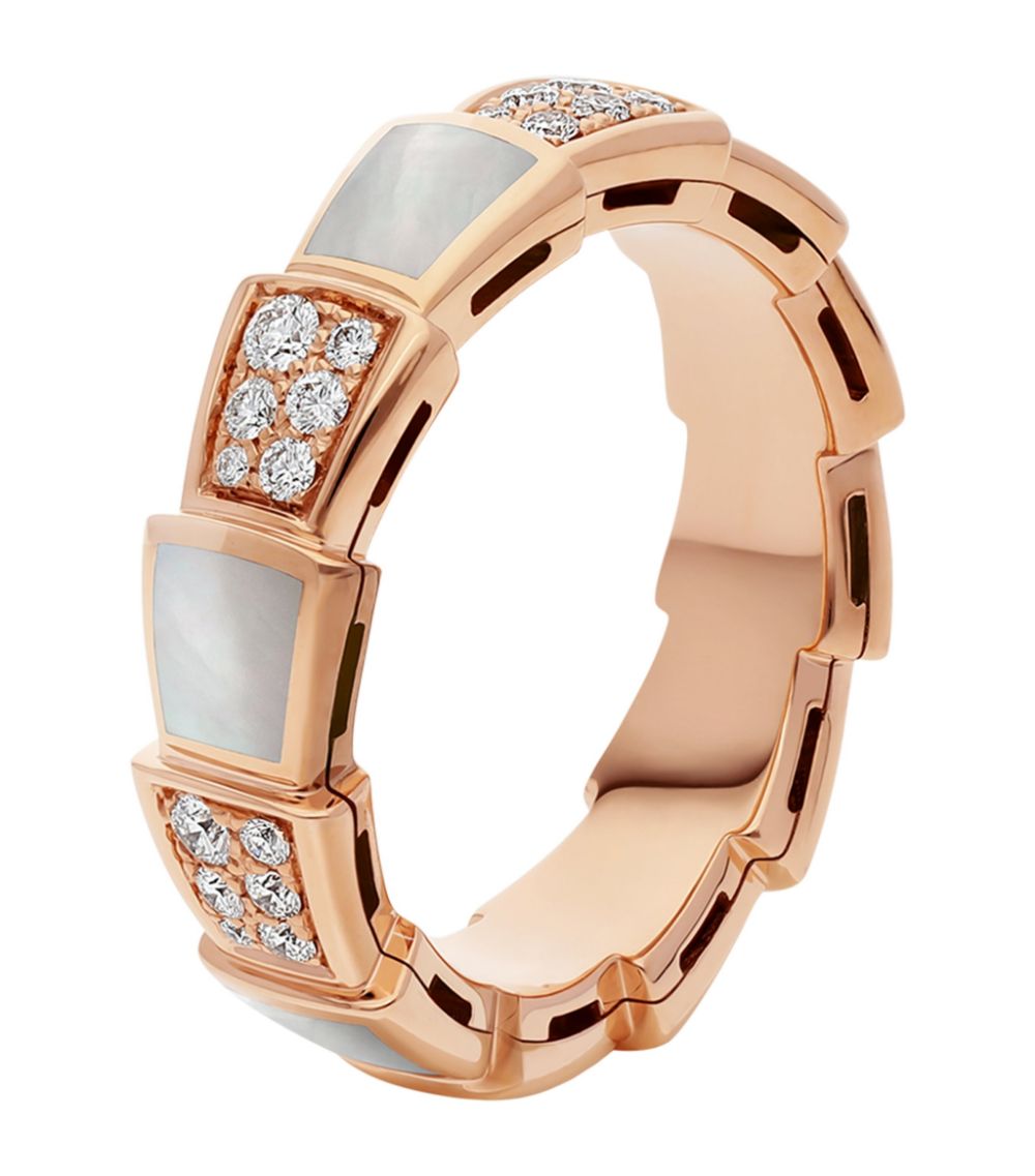 [Glitter Jewelry]SERPENTI RING PINK GOLD MOP DIAMOND PAVED 4MM