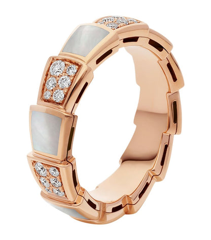[Glitter Jewelry]SERPENTI RING PINK GOLD MOP DIAMOND PAVED 4MM
