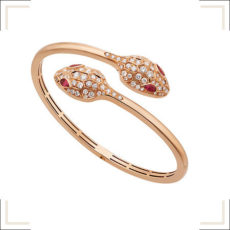 [Glitter Jewelry]SERPENTI BRACELET PINK GOLD DIAMOND DOUBLE SNAKE
