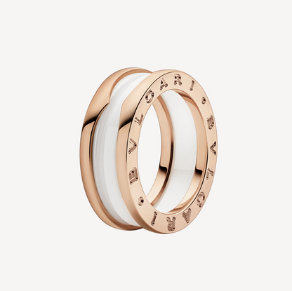 [Glitter Jewelry]ZERO 1 TWO-BAND LOOPS AND WHITE CERAMIC SPIRAL PINK GOLD RING
