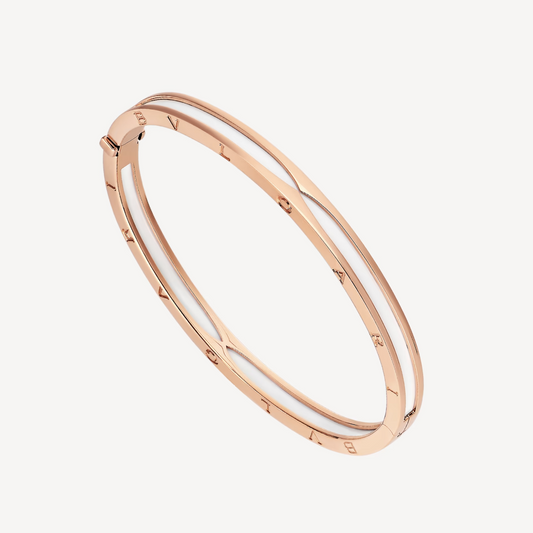 [Glitter Jewelry]ZERO 1 PINK GOLD WITH WHITE CERAMIC BRACELET