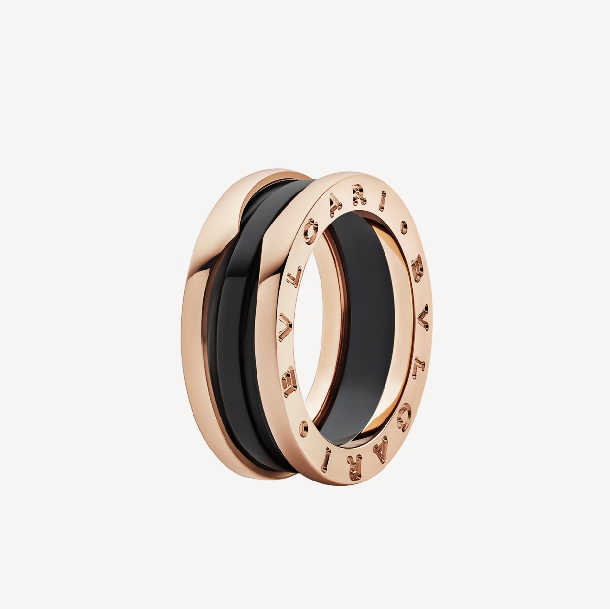 [Glitter Jewelry]ZERO 1 TWO-BAND LOOPS AND BLACK CERAMIC PINK GOLD RING