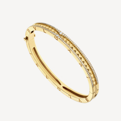 [Glitter Jewelry]ZERO 1 SPIRAL AND PAVED DIAMOND GOLD BRACELET