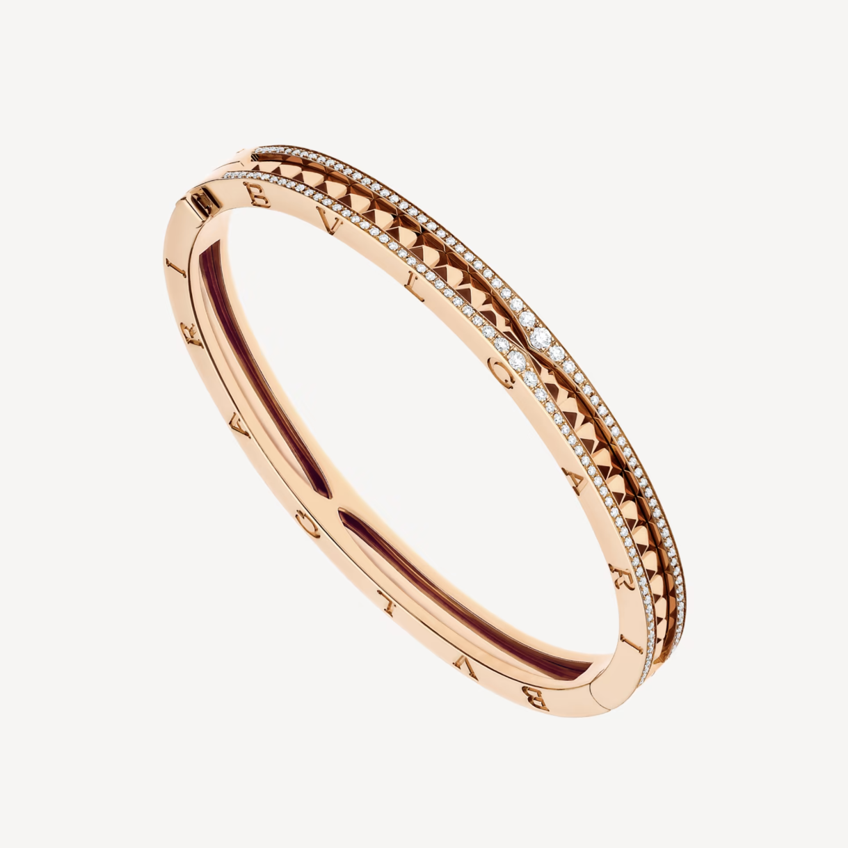 [Glitter Jewelry]ZERO 1 SPIRAL AND PAVED DIAMOND PINK GOLD BRACELET