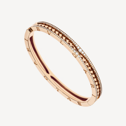 [Glitter Jewelry]ZERO 1 SPIRAL AND PAVED DIAMOND PINK GOLD BRACELET