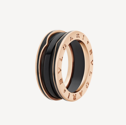 [Glitter Jewelry]ZERO 1 TWO-BAND WITH MATTE BLACK CERAMIC PINK GOLD RING