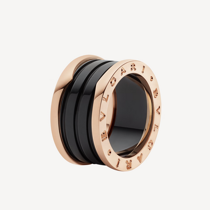 [Glitter Jewelry]ZERO 1 FOUR-BAND LOOPS AND BLACK CERAMIC SPIRAL PINK GOLD RING