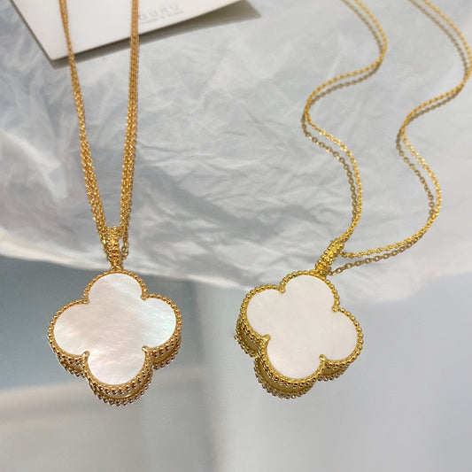[Glitter Jewelry]CLOVER 25MM MOP LARGE PENDANT NECKLACE