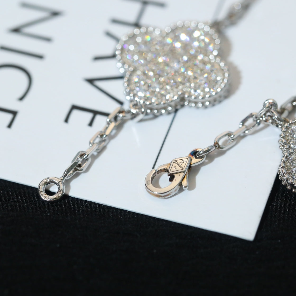 [Glitter Jewelry]CLOVER BRACELET 5 MOTIF SILVER DIAMOND PAVED