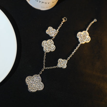 [Glitter Jewelry]CLOVER BRACELET 5 MOTIF SILVER DIAMOND PAVED