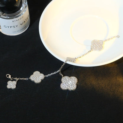 [Glitter Jewelry]CLOVER BRACELET 5 MOTIF SILVER DIAMOND PAVED