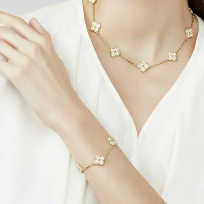 [Glitter Jewelry]CLOVER 5 MOTIFS  FULL DIAMOND BRACELET