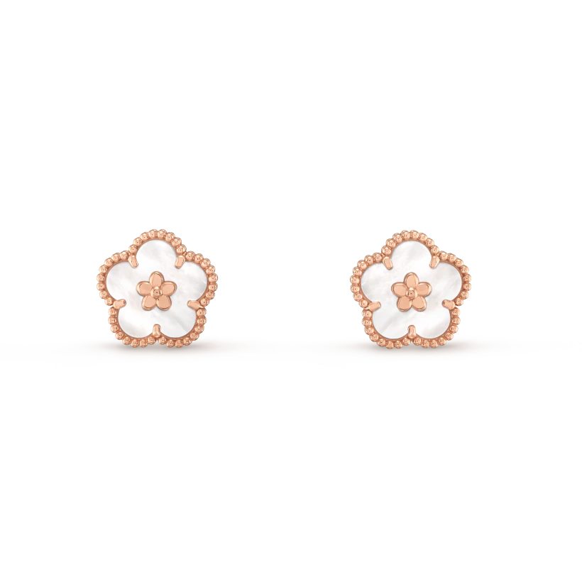 [Glitter Jewelry]LUCKY PINK GOLD WHITE MOP EARRINGS