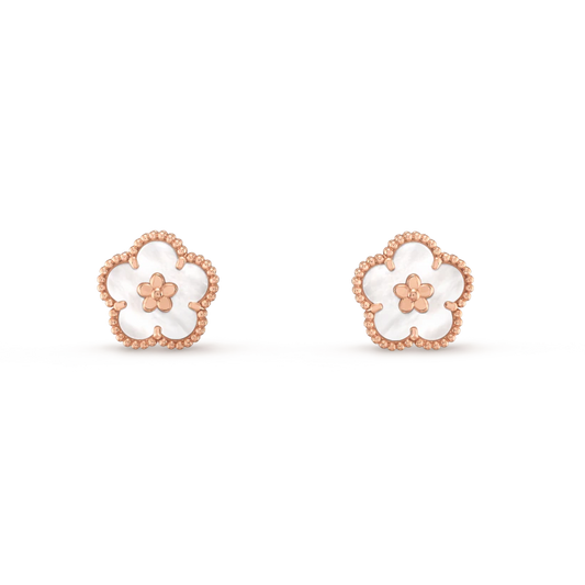 [Glitter Jewelry]LUCKY PINK GOLD WHITE MOP EARRINGS