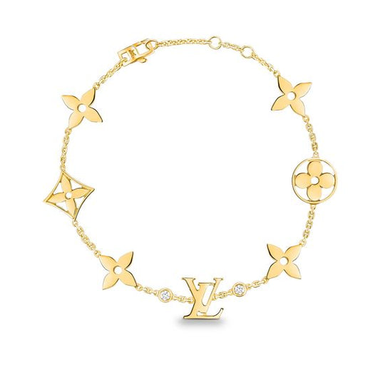 [Glitter Jewelry]STAR AND SUN 7 MOTIFS GOLD BRACELET