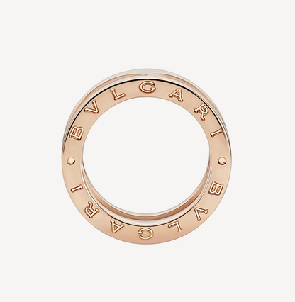 [Glitter Jewelry]ZERO 1 TWO-BAND LOOPS AND WHITE CERAMIC SPIRAL PINK GOLD RING