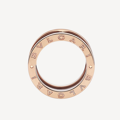 [Glitter Jewelry]ZERO 1 FOUR-BAND LOOPS AND BLACK CERAMIC SPIRAL PINK GOLD RING