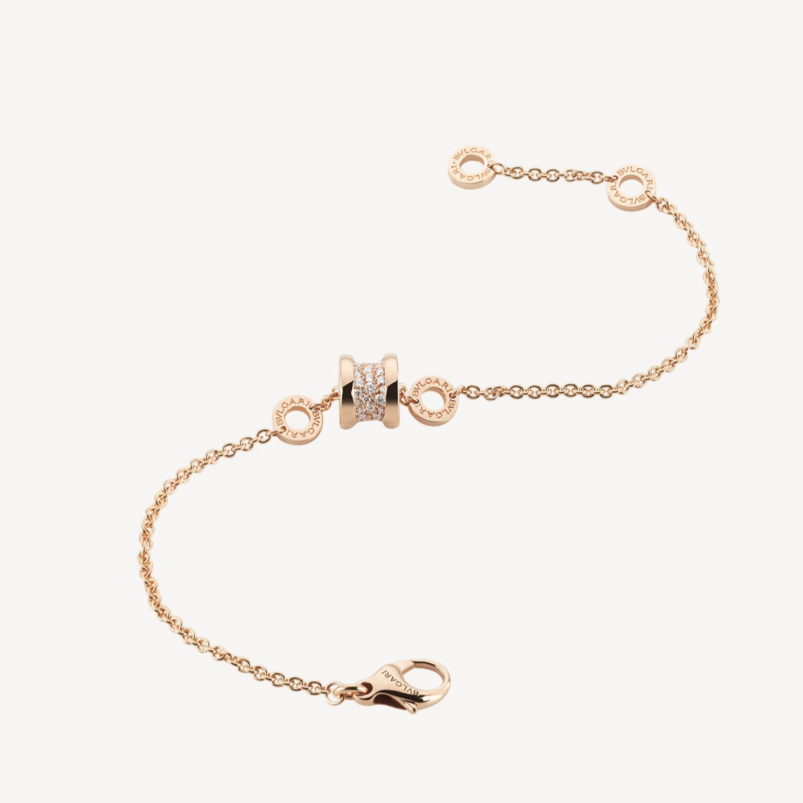 [Glitter Jewelry]ZERO 1 SOFT PINK GOLD WITH PAVED DIAMONDS ON THE SPIRAL BRACELET