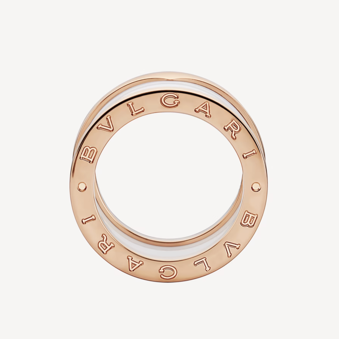 [Glitter Jewelry]ZERO 1 FOUR-BAND LOOPS AND WHITE CERAMIC SPIRAL PINK GOLD RING