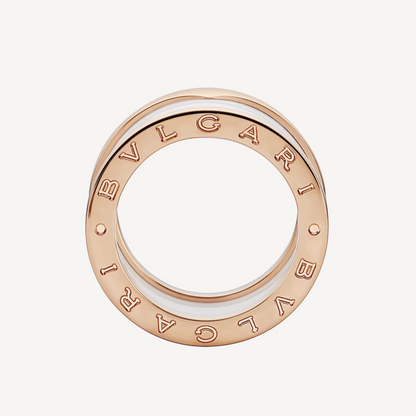 [Glitter Jewelry]ZERO 1 FOUR-BAND LOOPS AND WHITE CERAMIC SPIRAL PINK GOLD RING