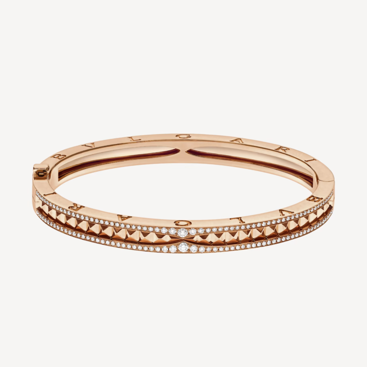 [Glitter Jewelry]ZERO 1 SPIRAL AND PAVED DIAMOND PINK GOLD BRACELET