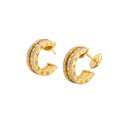 [Glitter Jewelry]ZERO 1 ROCK GOLD EARRINGS WITH STUDDED SPIRAL AND PAVED DIAMONDS