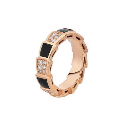 [Glitter Jewelry]SERPENTI RING PINK GOLD BLACK MOP DIAMOND PAVED 4MM
