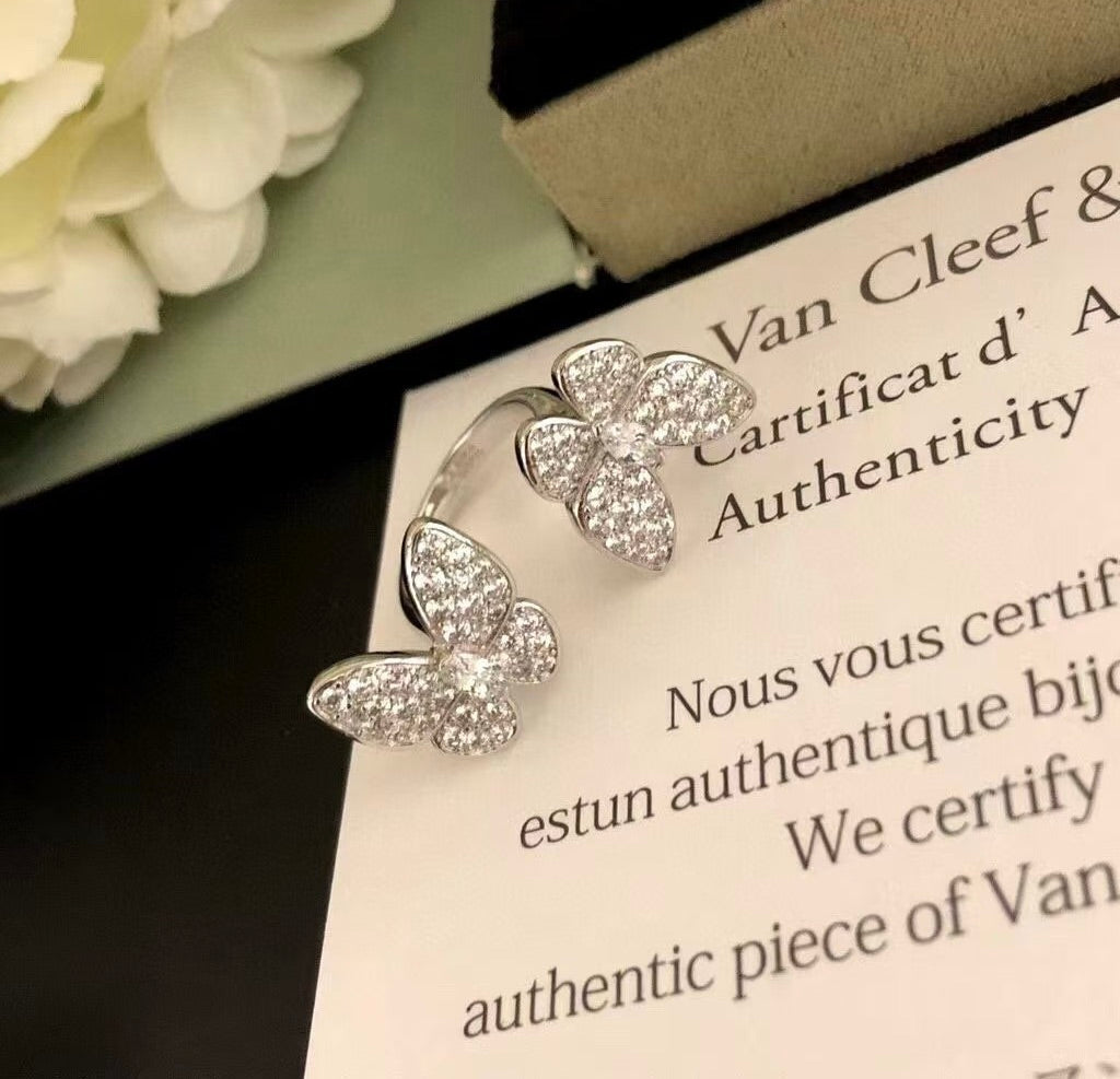 [Glitter Jewelry]TWIN SILVER BUTTERFLY DIAMOND RING