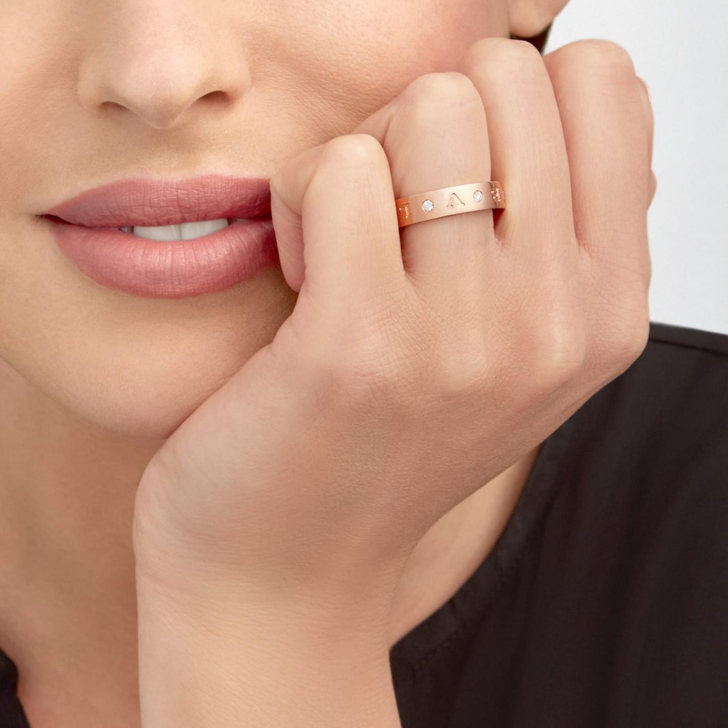 [Glitter Jewelry]ZERO 1 ESSENTIAL PINK GOLD BAND WITH DIAMONDS RING